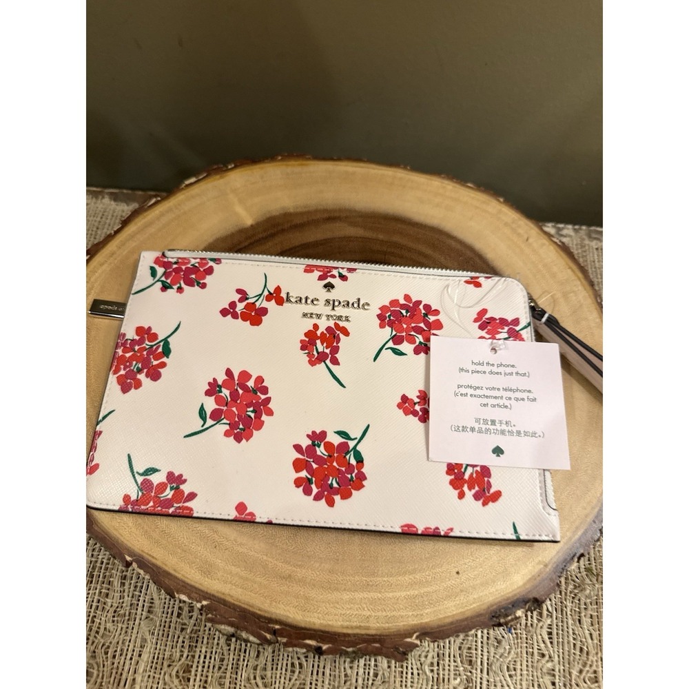 Kate Spade Staci Floral Bouquet Medium Zip Wristlet Fresh Peach Rt-$139 - Picture 2 of 7